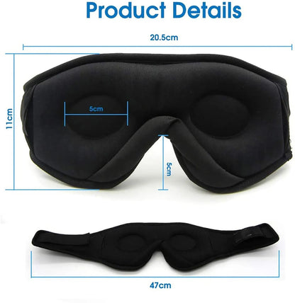 Black Bluetooth sleep eye mask with built-in speakers for wireless music and calls