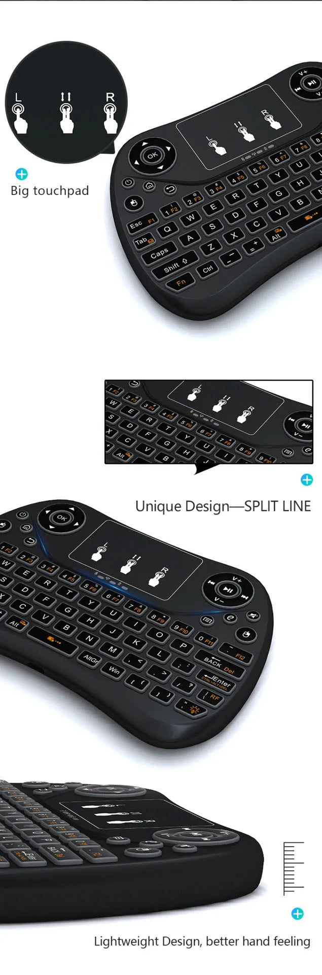Flying Squirrel mini wireless keyboard with seven-colour backlit English keys
