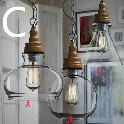 Glass wood grain single head pendant light with adjustable cord in Nordic style.