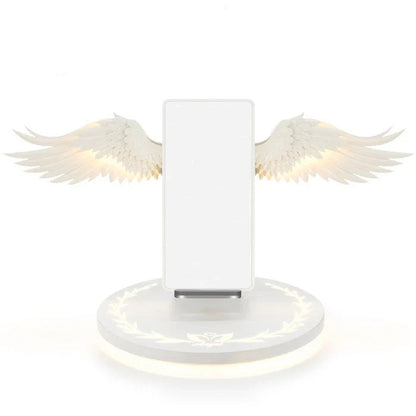 Elegant LED Angel Wings Wireless Charger for Smartphones with Unfolding Angel Wings Design and Fast 10W Wireless Charging Capabilities