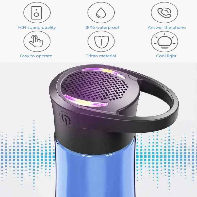 Bluetooth-enabled smart water bottle with wireless speaker, hands-free calling, and durable stainless steel construction