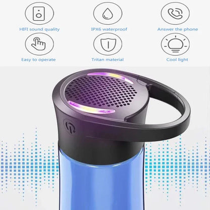 Bluetooth-enabled smart water bottle with wireless speaker, hands-free calling, and durable stainless steel construction