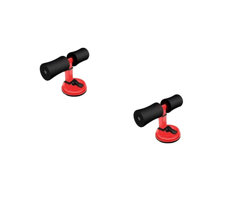 Compact sit-up strength trainer with steel springs and foam padding for home fitness