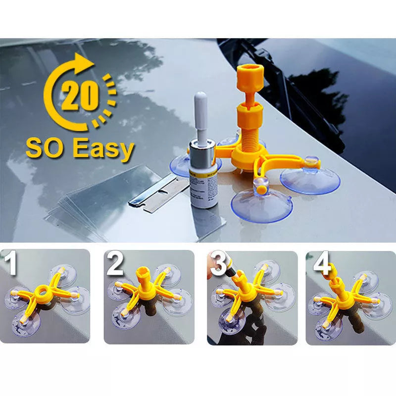 Car Window Glass Scratch and Crack Repair Kit with vacuum function and imported repair fluid