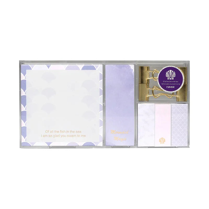 Purple mermaid series memo pads six sets showing leopard flower pink blue and mermaid decorative styles