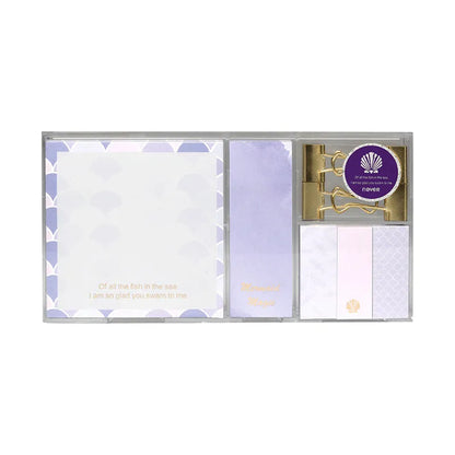 Purple mermaid series memo pads six sets showing leopard flower pink blue and mermaid decorative styles
