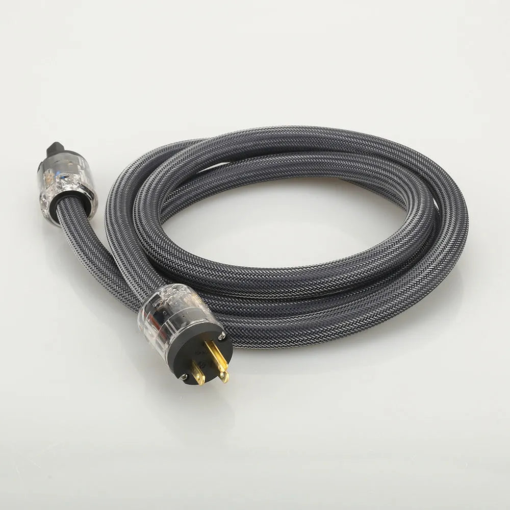 Pure copper hifi audio power cord with EU or US plug, available in 1m, 1.5m, 2m and 2.5m lengths