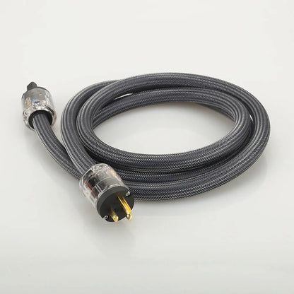 Pure copper hifi audio power cord with EU or US plug, available in 1m, 1.5m, 2m and 2.5m lengths