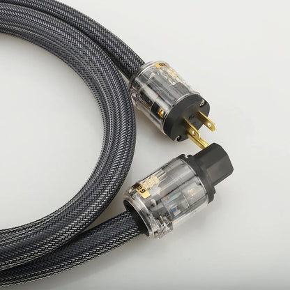 Pure copper hifi audio power cord with EU or US plug, available in 1m, 1.5m, 2m and 2.5m lengths