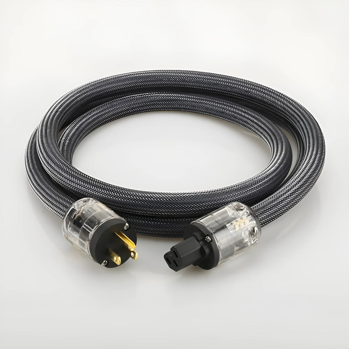 Pure copper hifi audio power cord with EU or US plug, available in 1m, 1.5m, 2m and 2.5m lengths