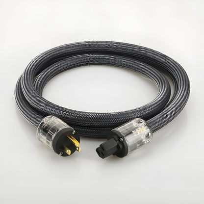 Pure copper hifi audio power cord with EU or US plug, available in 1m, 1.5m, 2m and 2.5m lengths