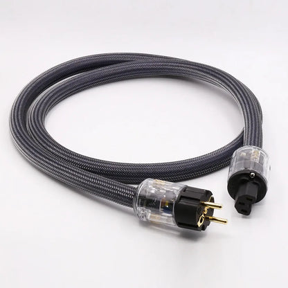 Pure copper hifi audio power cord with EU or US plug, available in 1m, 1.5m, 2m and 2.5m lengths