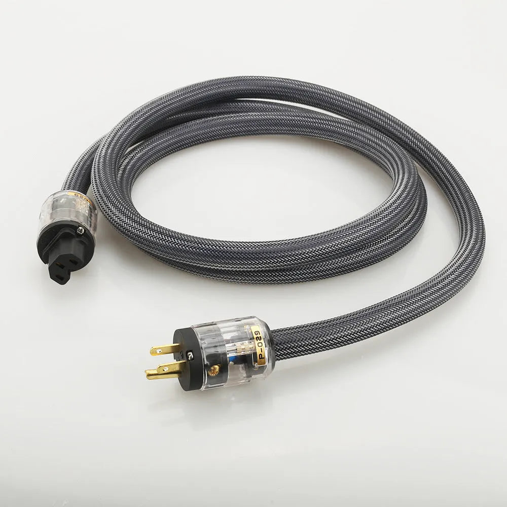 Pure copper hifi audio power cord with EU or US plug, available in 1m, 1.5m, 2m and 2.5m lengths