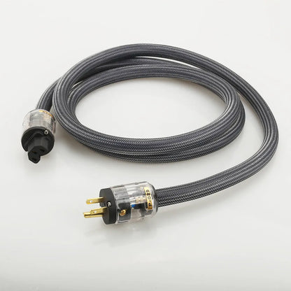 Pure copper hifi audio power cord with EU or US plug, available in 1m, 1.5m, 2m and 2.5m lengths