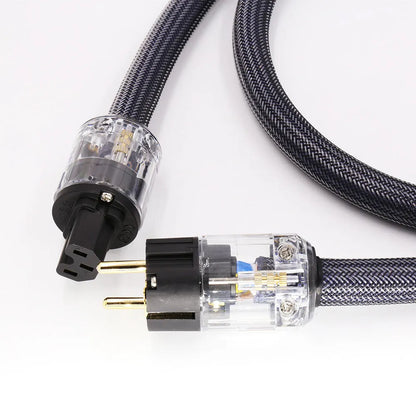 Pure copper hifi audio power cord with EU or US plug, available in 1m, 1.5m, 2m and 2.5m lengths