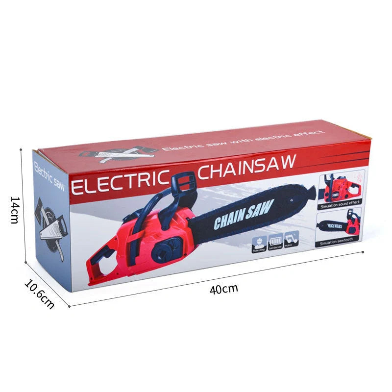 Kids electric chainsaw toy with real engine sounds and safe design