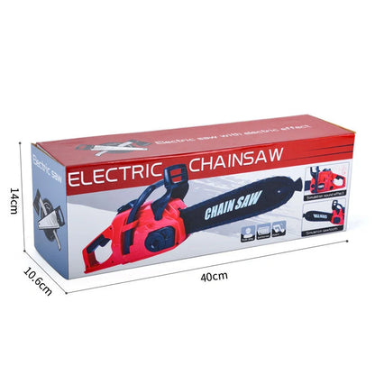 Kids electric chainsaw toy with real engine sounds and safe design