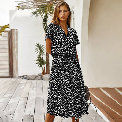 Women's Wave Point Short Sleeve Dress in various colors and sizes