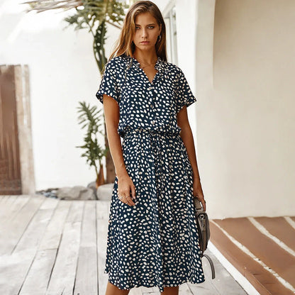 Women's Wave Point Short Sleeve Dress in various colors and sizes