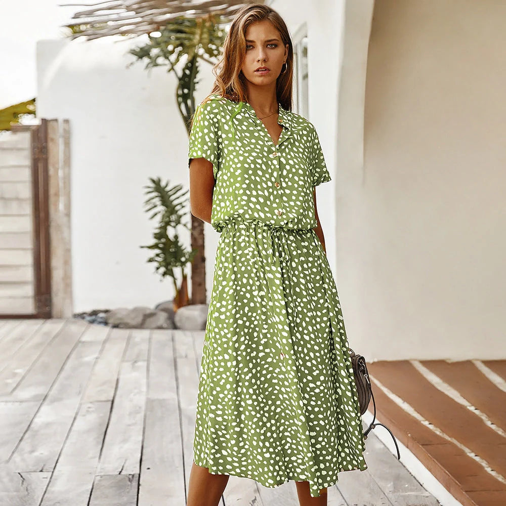 Women's Wave Point Short Sleeve Dress in various colors and sizes