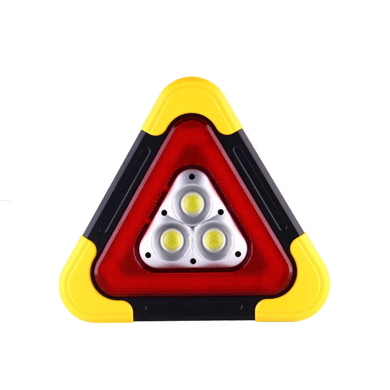Solar-powered reflective car safety triangle with bright LED lights for roadside emergency use