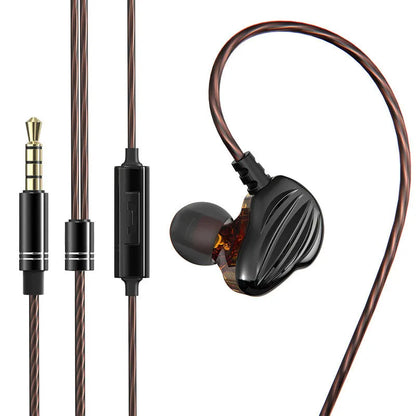 Back-wound in-ear sports headphones with 3.5mm plug in white, red, or black colours