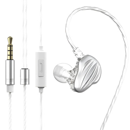 Back-wound in-ear sports headphones with 3.5mm plug in white, red, or black colours