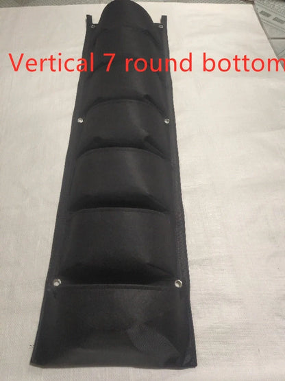 Vertical wall hanging planting bag in grey felt with 18 pockets for indoor outdoor herb and vegetable growth, 102cm tall