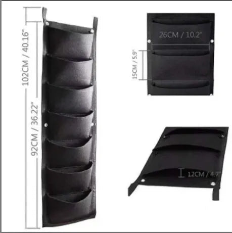 Vertical wall garden planter with multiple planting pockets made from recycled felt material