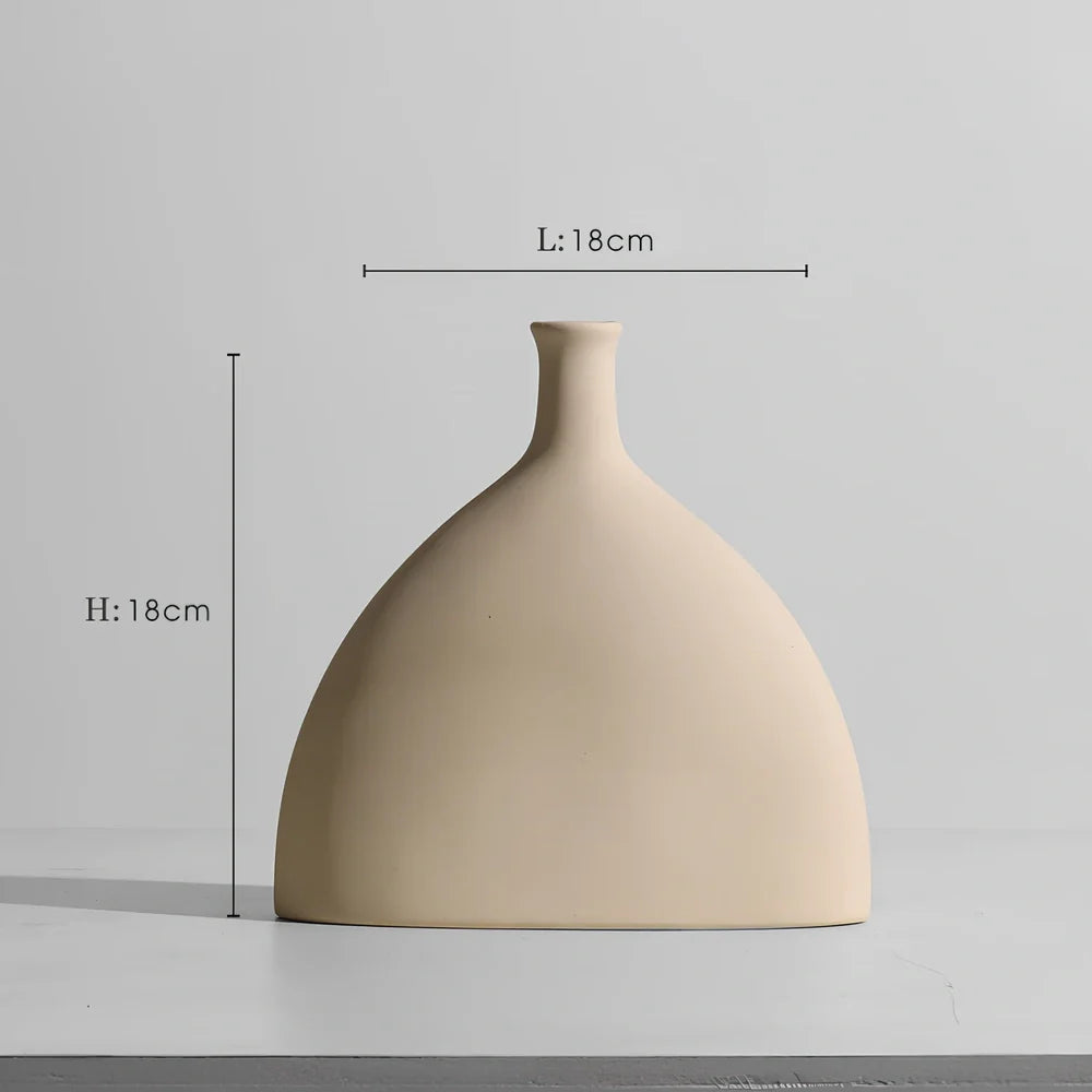 Geometric handmade ceramic vase with painted surface, 18-25cm height, modern minimalist design