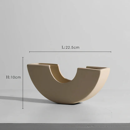 Geometric handmade ceramic vase with painted surface, 18-25cm height, modern minimalist design