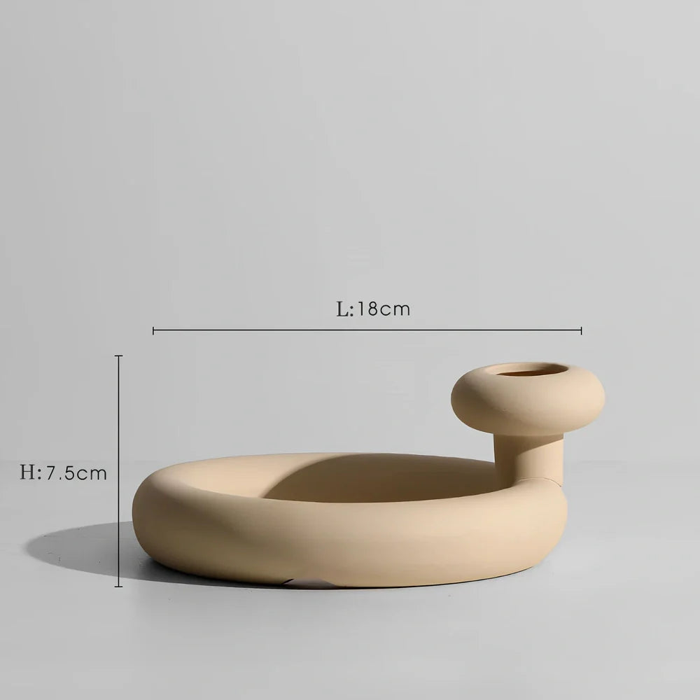 Geometric handmade ceramic vase with painted surface, 18-25cm height, modern minimalist design