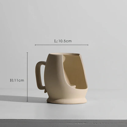 Geometric handmade ceramic vase with painted surface, 18-25cm height, modern minimalist design