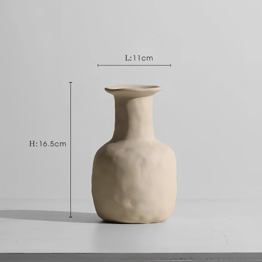 Geometric handmade ceramic vase with painted surface, 18-25cm height, modern minimalist design