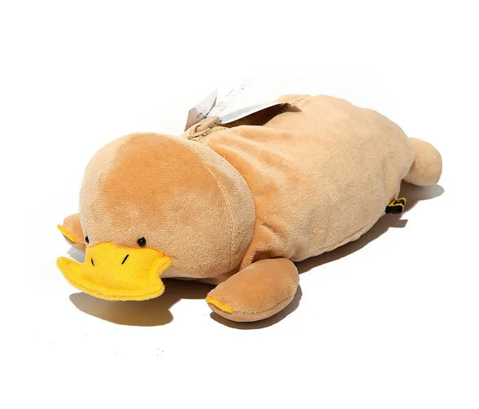 Cartoon wombat family plush pencil case with zipper closure in black, brown, or khaki colours