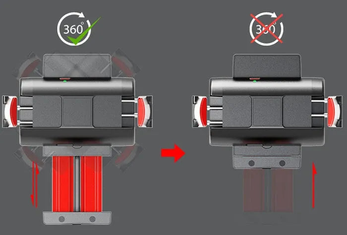 Black red aluminium video stabilizer tripod for Apple iPhone with extended legs and integrated timer