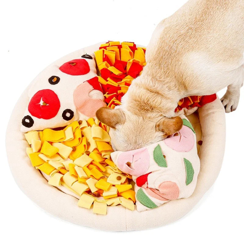 Dog Pizza Sniffing Mat in apricot colour for training and slow feeding
