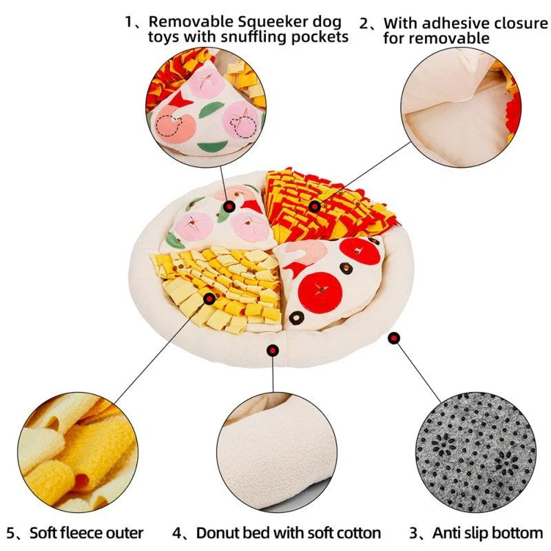 Dog Pizza Sniffing Mat in apricot colour for training and slow feeding