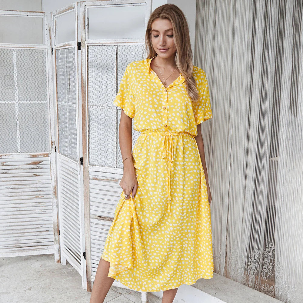 Women's Wave Point Short Sleeve Dress in various colors and sizes