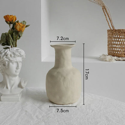 Elegant Nordic Ceramic Vase with matte, textured finish for displaying dried flowers or as a standalone home decor accent