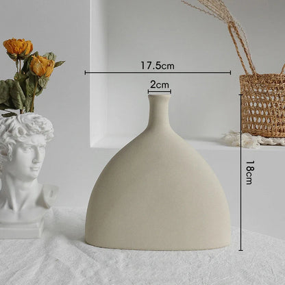 Elegant Nordic Ceramic Vase with matte, textured finish for displaying dried flowers or as a standalone home decor accent