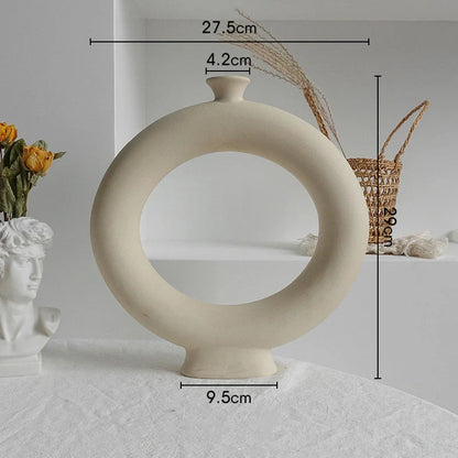 Elegant Nordic Ceramic Vase with matte, textured finish for displaying dried flowers or as a standalone home decor accent