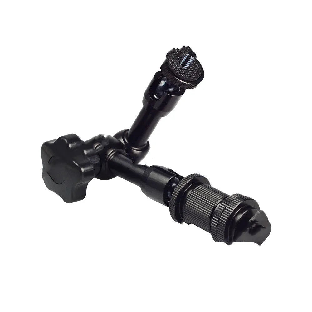 Black metal 7-inch magic friction articulating arm for DSLR camera with hot shoe mount