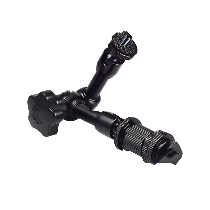 Articulating magic friction arm for DSLR camera with 7-inch metal construction, hot shoe mount and camera mount, compatible with tripods, light stands, LED panels, LCD monitors and flashlights in black colour