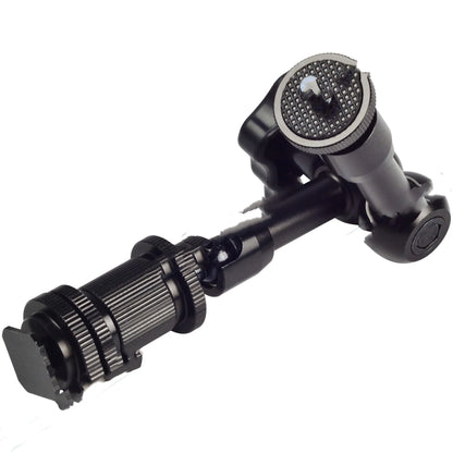 Black metal 7-inch magic friction articulating arm for DSLR camera with hot shoe mount