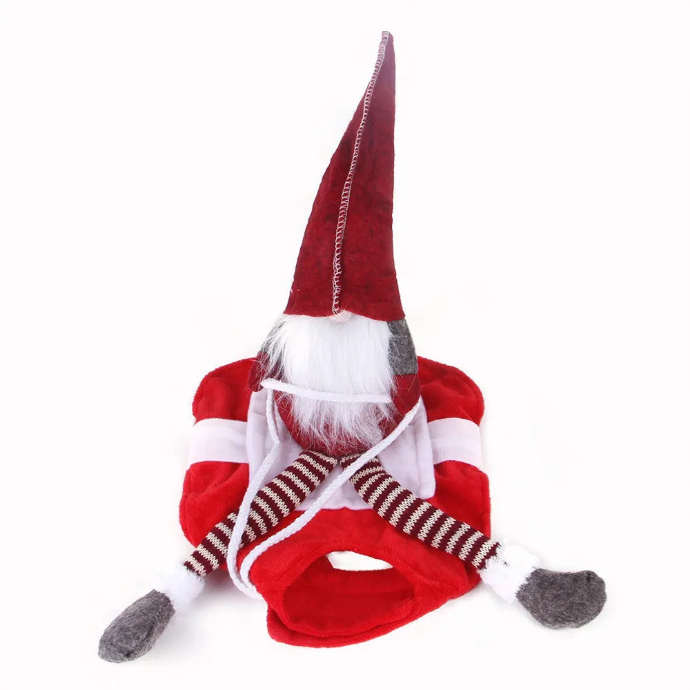Red Santa pet costume with flannel material and Velcro fastenings for Christmas