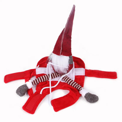 Red Santa pet costume with flannel material and Velcro fastenings for Christmas