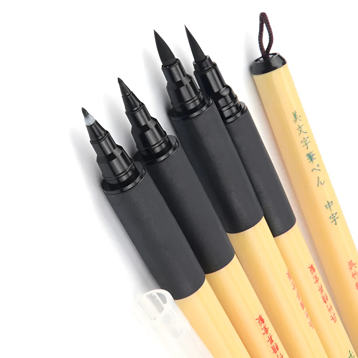 Calligraphy practice pen with hair tip and bamboo barrel, soft brush, available in multiple hard-end options, 1 piece pack