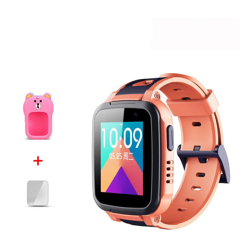 360 SE5 blue children's phone watch with stainless steel wristband shown on wrist
