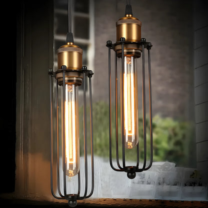 Brown iron fishing line chandelier with Nordic retro industrial design for 10-15 square metre rooms